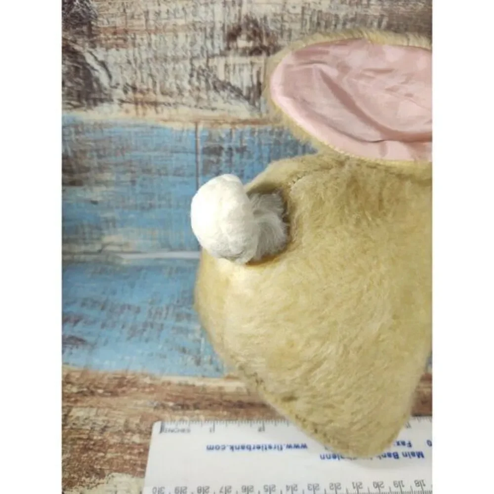 Playful Plush cream short‎ hair Bunny Rabbit Red Eyes creepy!